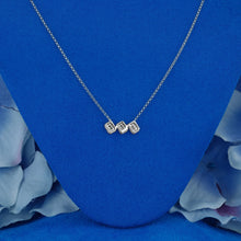 Load image into Gallery viewer, 14k Solid Gold Natural Diamond Three Rectangle Baguette Round Cluster Necklace with Adjustable Drawstring Chain