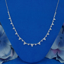 Load image into Gallery viewer, 18k Solid Gold Natural Diamond Trio Cluster Minimalist Necklace with Adjustable Drawstring Chain