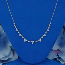 Load image into Gallery viewer, 18k Solid Gold Natural Diamond Trio Cluster Minimalist Necklace with Adjustable Drawstring Chain