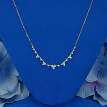 Load image into Gallery viewer, 18k Solid Gold Natural Diamond Trio Cluster Minimalist Necklace with Adjustable Drawstring Chain
