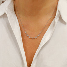 Load image into Gallery viewer, 18k Solid Gold Natural Diamond Trio Cluster Minimalist Necklace with Adjustable Drawstring Chain