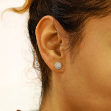 Load image into Gallery viewer, 14k Solid Gold Natural Diamond Double Halo Round Statement Cluster Stud Earrings