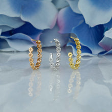 Load image into Gallery viewer, 18k Solid Gold Natural Diamond Flower Cluster Inside Out Huggy Hoop Earrings