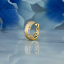 Load image into Gallery viewer, Single (Half Pair) 14k Solid Gold Natural Diamond Bordered Non-Pierce Ear Cuff
