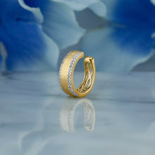 Load image into Gallery viewer, Single (Half Pair) 14k Solid Gold Natural Diamond Bordered Non-Pierce Ear Cuff