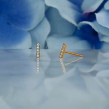 Load image into Gallery viewer, Single (Half Pair) 18k Solid Gold Natural Diamond Bar Line Earrings