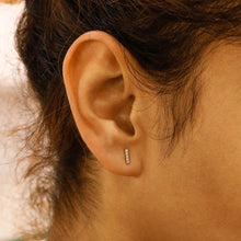 Load image into Gallery viewer, Single (Half Pair) 18k Solid Gold Natural Diamond Bar Line Earrings