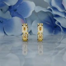 Load image into Gallery viewer, 18k Solid Gold Genuine Natural Diamond Heavy Weight Oval Link with Black Enamel Side Border Hoop Earrings