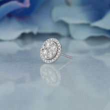 Load image into Gallery viewer, 14k Solid Gold Diamond Round Halo Cluster Statement Stud Earrings