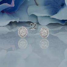 Load image into Gallery viewer, 14k Solid Gold Natural Diamond Oval Shape with Halo Cluster Statement Stud Earrings