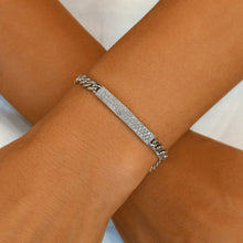 Load image into Gallery viewer, 18k Solid Gold Natural Diamond Curved Heavy Weight Pavé ID Bar Cuban Link Bracelet