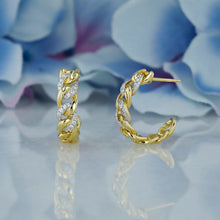 Load image into Gallery viewer, 18k Solid Gold Natural Diamond Pavé Cuban Link Huggy Hoop Earring