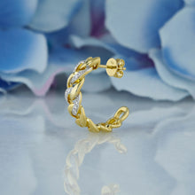 Load image into Gallery viewer, 18k Solid Gold Natural Diamond Pavé Cuban Link Huggy Hoop Earring