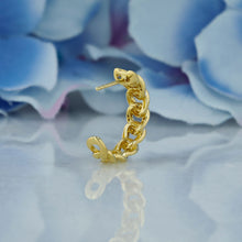 Load image into Gallery viewer, 18k Solid Gold Natural Diamond Pavé Cuban Link Huggy Hoop Earring