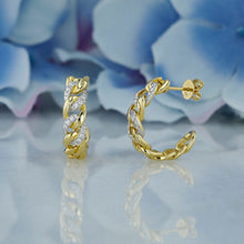 Load image into Gallery viewer, 18k Solid Gold Natural Diamond Pavé Cuban Link Huggy Hoop Earring