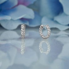 Load image into Gallery viewer, Single (Half Pair) 18k Solid Gold Natural Diamond Pavé Twist Rope Huggy Hoop Earring