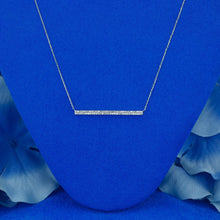 Load image into Gallery viewer, 14k Solid Gold Natural Diamond Micro-Pave Bar Trapeze Necklace with Adjustable Drawstring Chain