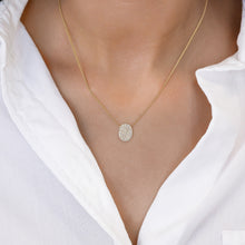 Load image into Gallery viewer, 14k Gold and Genuine Pave Diamond North-South Oval Disc Necklace w/ High Quality Diamonds for Women