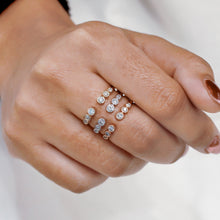 Load image into Gallery viewer, 14k Gold and Genuine Diamond Open Bezel Set Ring with High Quality Graduated Size Diamonds for Women in White, Yellow or Rose Gold