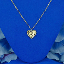 Load image into Gallery viewer, 14k Solid Gold Natural Diamond Bordered Heart Rainbow Sapphire Pendant Necklace with Adjustable Chain