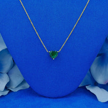 Load image into Gallery viewer, 18k Solid Gold Natural Emerald Heart Shaped Solitaire Necklace with Adjustable Drawstring Chain