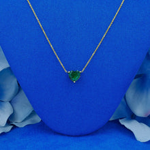 Load image into Gallery viewer, 18k Solid Gold Natural Emerald Heart Shaped Solitaire Necklace with Adjustable Drawstring Chain