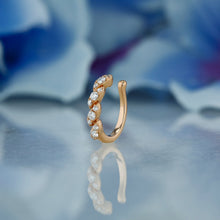 Load image into Gallery viewer, Single (Half Pair) 14k Solid Gold Natural Diamond Twist Leaf Illusion Non-Pierce Ear Cuff