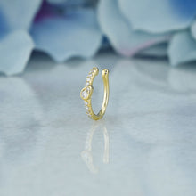 Load image into Gallery viewer, Single (Half Pair) 14k Solid Gold Natural Diamond Tear Drop Center Illusion Non-Pierce Ear Cuff