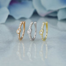 Load image into Gallery viewer, Single (Half Pair) 14k Solid Gold Natural Diamond Tear Drop Center Illusion Non-Pierce Ear Cuff