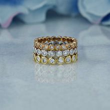 Load image into Gallery viewer, 14k Solid Gold Natural Diamond FULL Eternity Bezel Set Wedding Band Stack Ring