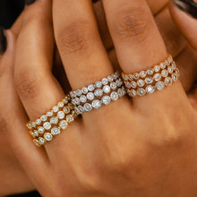 Load image into Gallery viewer, 14k Solid Gold Natural Diamond FULL Eternity Bezel Set Wedding Band Stack Ring