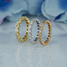 Load image into Gallery viewer, 14k Solid Gold Natural Diamond FULL Eternity Bezel Set Wedding Band Stack Ring