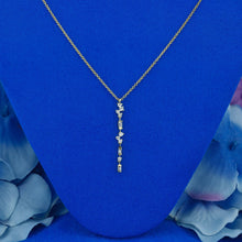 Load image into Gallery viewer, 14k Solid Gold Genuine Natural Diamond Round Baguette Diamond Dainty Minimalist Lariat Drop Necklace for Women with High Quality Diamonds