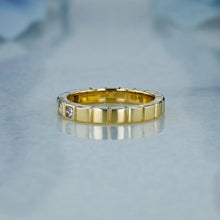 Load image into Gallery viewer, 14k Solid Gold Natural Diamond Bezel Set Princess Cut Wedding Band Stackable Ring
