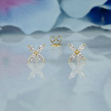Load image into Gallery viewer, Single (Half Pair) 14k Solid Gold Natural Diamond Marquise Flower Shape Stud Earring
