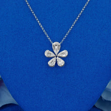 Load image into Gallery viewer, 14k Solid Gold Natural Diamond Baguette and Round Flower Illusion Cluster with Adjustable Chain