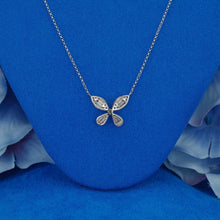 Load image into Gallery viewer, 14k Solid Gold Natural Diamond Baguette and  Round Butterfly Necklace with Adjustable  Chain