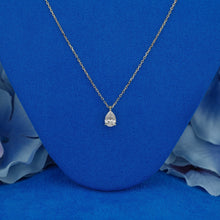 Load image into Gallery viewer, GIA Certified .50ct Natural Diamond Pear Shaped 14k Solid Gold Floating Solitaire Necklace with Adjustable Drawstring Chain
