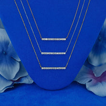 Load image into Gallery viewer, 18k Solid Gold Natural Diamond Bar Trapeze Necklace with Adjustable Drawstring Chain