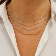 Load image into Gallery viewer, 14K Solid Gold Natural Diamond Bezel Set Station By The Yard Necklace with Adjustable Chain