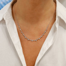 Load image into Gallery viewer, 18k Solid Gold Natural Diamond Trio Cluster Minimalist Necklace with Adjustable Drawstring Chain