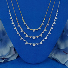 Load image into Gallery viewer, 18k Solid Gold Natural Diamond Trio Cluster Minimalist Necklace with Adjustable Drawstring Chain