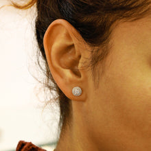 Load image into Gallery viewer, 14k Solid Gold Natural Diamond Double Halo Round Statement Cluster Stud Earrings