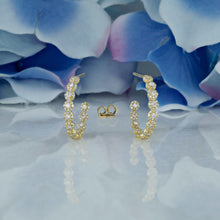 Load image into Gallery viewer, 18k Solid Gold Natural Diamond Flower Cluster Inside Out Huggy Hoop Earrings