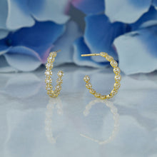 Load image into Gallery viewer, 18k Solid Gold Natural Diamond Flower Cluster Inside Out Huggy Hoop Earrings