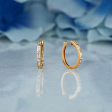Load image into Gallery viewer, Single (Half Pair) 14k Solid Gold Natural Diamond Baguette Non-Pierce Ear Cuff