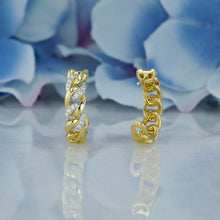Load image into Gallery viewer, 18k Solid Gold Natural Diamond Pavé Cuban Link Huggy Hoop Earring