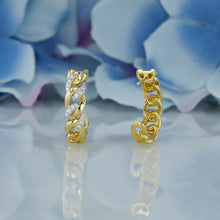 Load image into Gallery viewer, 18k Solid Gold Natural Diamond Pavé Cuban Link Huggy Hoop Earring
