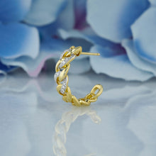 Load image into Gallery viewer, 18k Solid Gold Natural Diamond Pavé Cuban Link Huggy Hoop Earring
