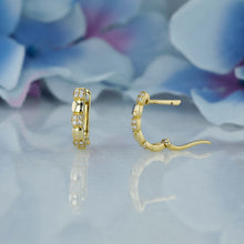 Load image into Gallery viewer, 14k Solid Gold Natural Diamond Illusion Cluster Huggy Hoop Earring